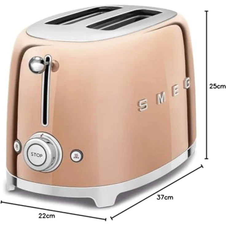 Smeg TSF01RGEU Doppelschlitztoaster, 950W, 6 Bräunungsstufen, bronze – Bild 3