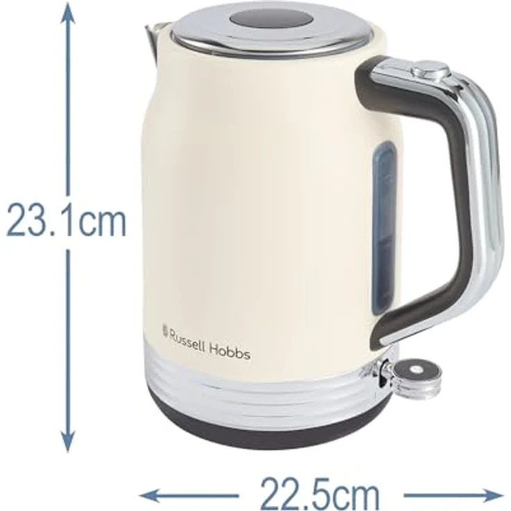 Russell Hobbs Hanley Retro Jasmine, Wasserkocher 1,7L, 2400W, Edelstahl, Vintage Design, Perfect Pour Ausgusstülle, 360° Sockel mit Kabelaufbewahrung – Bild 3