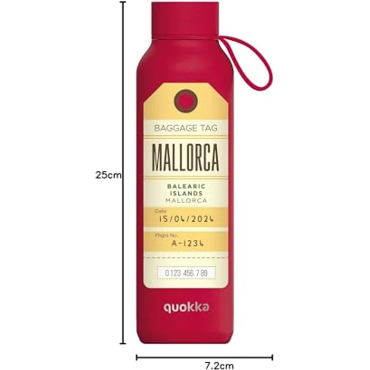 Quokka Solid with Strap, Cherry Red 630 ML, BPA-frei, doppelwandige Vakuumisolierung, rostbeständig – Bild 2