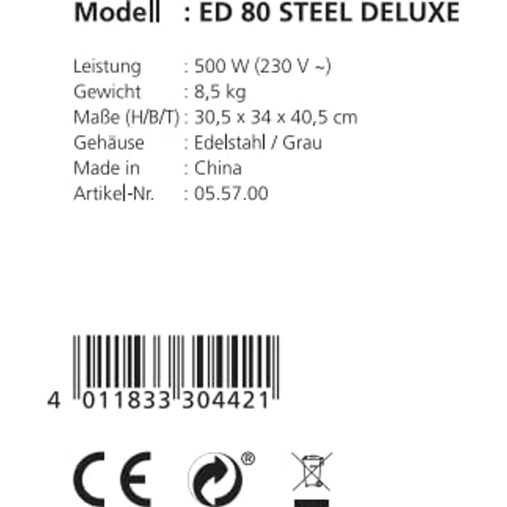 Steba ED 80 Steel Deluxe Dörrautomat, 8 Aufsätze, Temperatur 35-85°C, LED-Display, Silber – Bild 10
