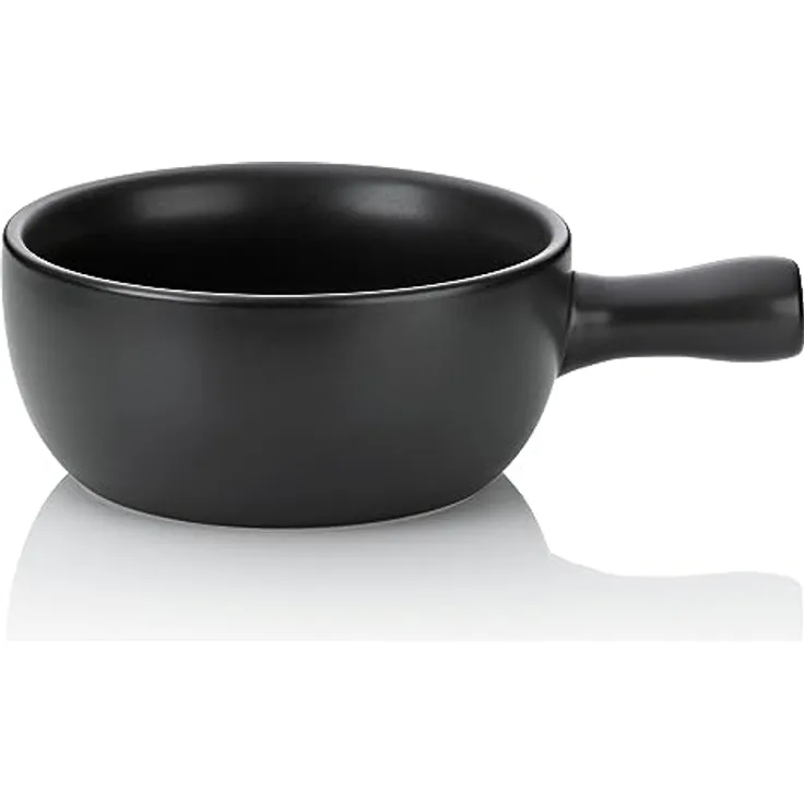Kela 66575 Käsefondue-Pfanne, Feuerfeste Keramik, 22.5 cm Durchmesser, 2 L, Basel, Schwarz