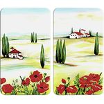 WENKO Herdabdeckplatte Universal Toscana 2er Set, für Glaskeramik-, Elektro- & Gasherde, hygienisch, Kratz- & schlagfest, Schneidbrett mit rutschfesten, höhenverstellbaren Füßen