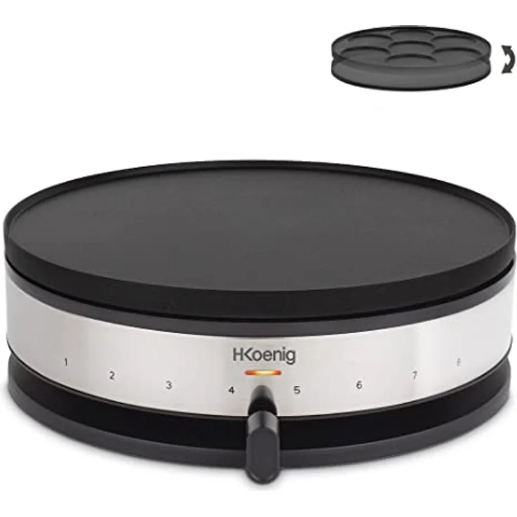 H.Koenig Crêpes, Mini, Pancakes, Thermostat bis 230 ° verstellbar, Antihaftbeschichtung, 1500 W, KREP56, Schwarz – Bild 1