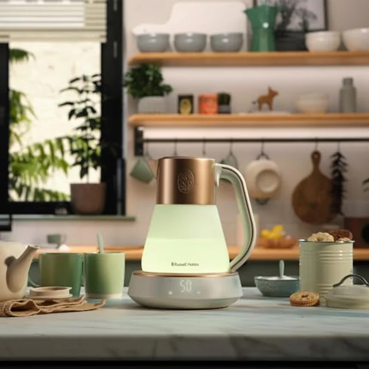 Russell Hobbs Wasserkocher Glas Calm [1,7L, Temperatureinstellung 40-100°, Innenbeleuchtung & beruhigende Klänge, Quiet-Boil-Technologie, Warmhaltefunktion, Digitaldisplay & Touch-Bedienung, 2400W] 27450-70 – Bild 3
