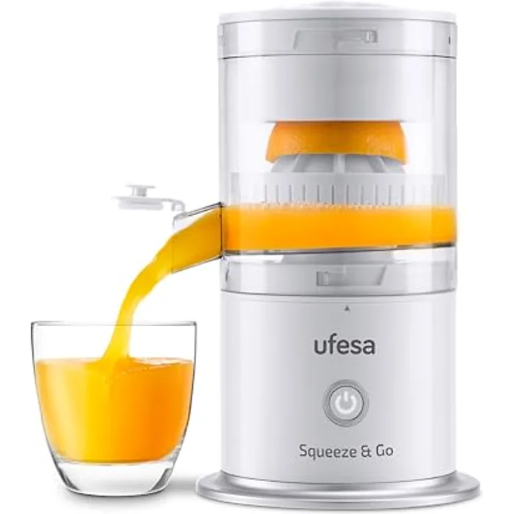UFESA Squeeze & Go White, kabelloser Entsafter mit USB-Aufladung, 220ml Fassungsvermögen, BPA-frei