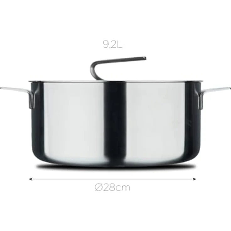 MasterPRO SIGMA - Großer Kochtopf mit Deckel 9,2L 28x15 cm Edelstahl - Mehrschichtig - Stabiler Griff - Innenmaß - Für verschiedene Wärmequellen Geeignet – Bild 2