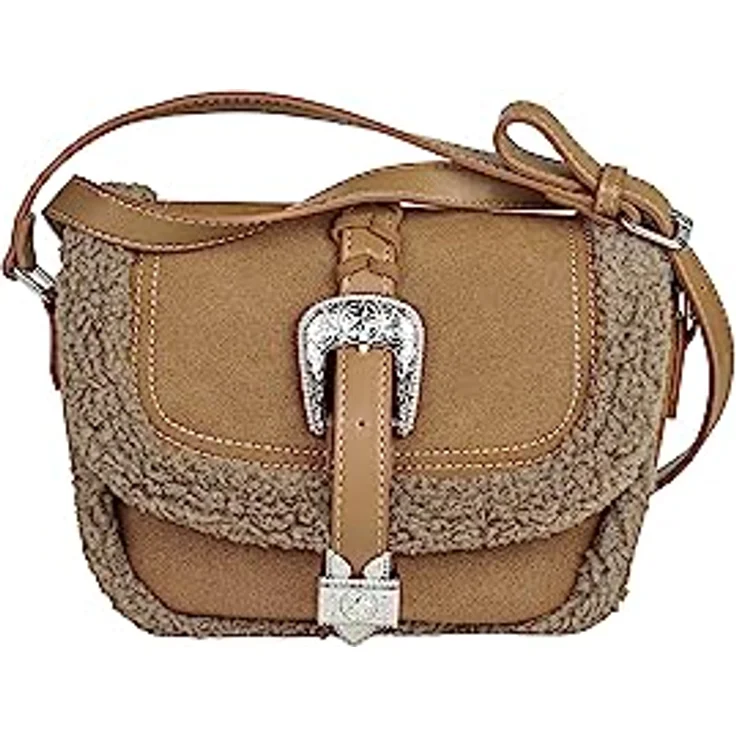 COLLEZIONE ALESSANDRO Umhängetasche Cowgirl, Western Style mit Teddy-Fell und verstellbarem Tragegurt, 23 cm x 16 cm x 10 cm, vegan – Bild 8