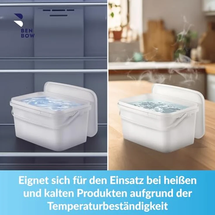 BenBow Rechteckiger Eimer mit Deckel 5L, Weiß BSR-, Luftdicht, Lebensmittelecht, BRC-, auslaufsicher – Bild 4