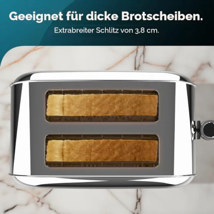 Cecotec Toastin' time 850 Inox Lite, Doppelter Kurzschlitztoaster für 2 Scheiben, 850 W, Edelstahl mit 7 Bräunungsstufen und automatischem Pop-up-Mechanismus – Bild 5