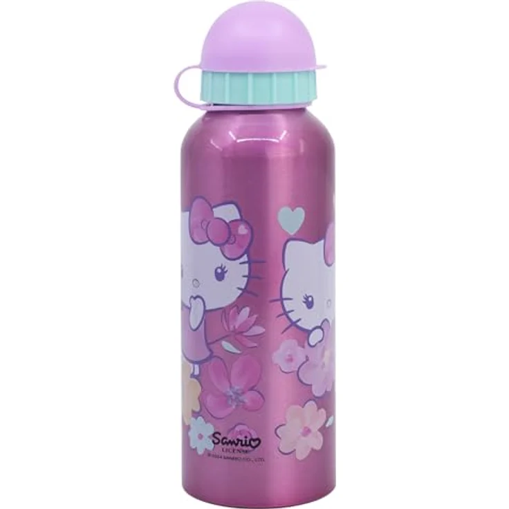 Hello Kitty Aluminium Trinkflasche, 530 ml, auslaufsicherer Sicherheitsverschluss, ideal für Schule & Freizeit – Bild 2