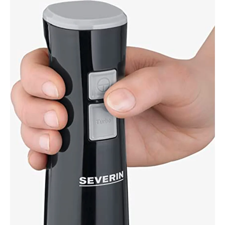 Severin 3770 Stabmixer 170W, 2 Geschwindigkeiten, Turbostufe, abnehmbarer Pürierstab und ergonomisches Design, Kunststoff, schwarz, silber – Bild 5