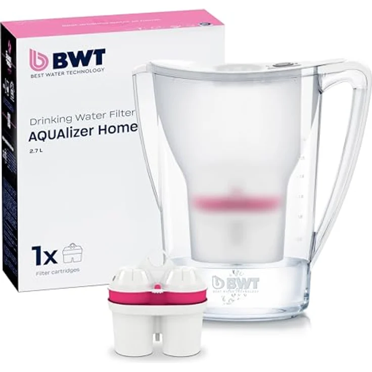 BWT AQUAlizer Home Wasserfilter, Weiß, inkl. 1 Magnesium Filterkartusche, 2,7 Liter, filtert Kalk, Chlor, Blei & Kupfer – Bild 1