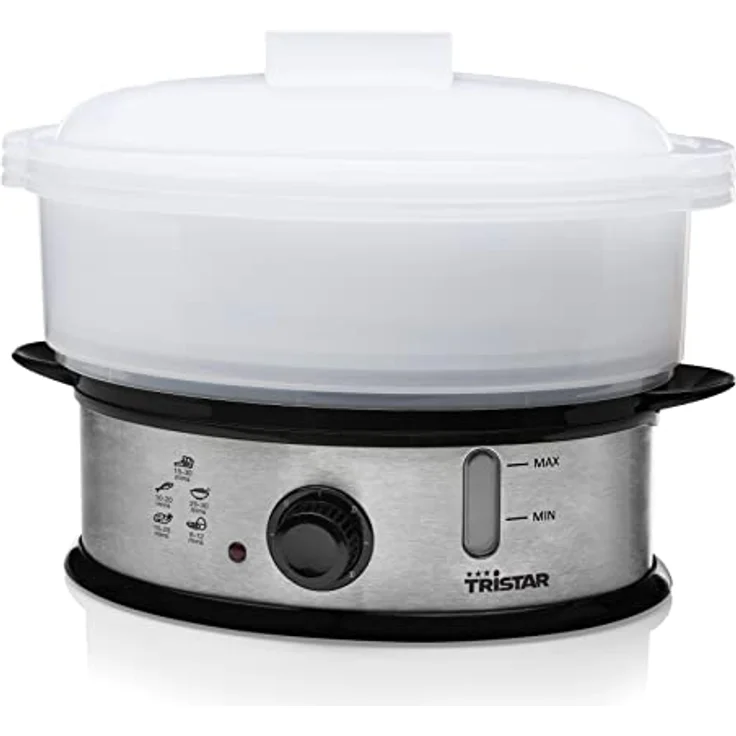 Tristar elektrischer Dampfgarer 1200 Watt mit 3 Garbehältern, 11 Liter Fassungsvermögen, VS-3914, Silber, Kunststoff – Bild 6