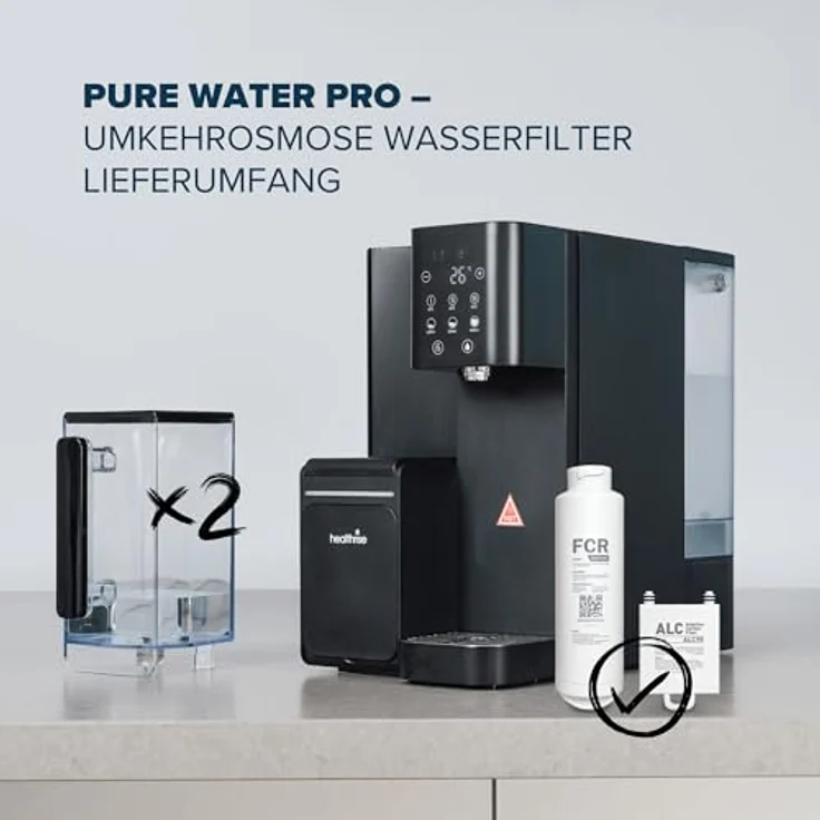 Health Rise Pure Water Pro Umkehrosmose Wasserfilter mit Heißwasserspender, 4,5 Liter Tank, schwarz – Bild 2