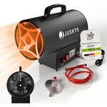 Juskys Gasheizgebläse 10 kW, Heizlüfter für große Flächen mit Piezozündung und Tragegriff, Schwarz