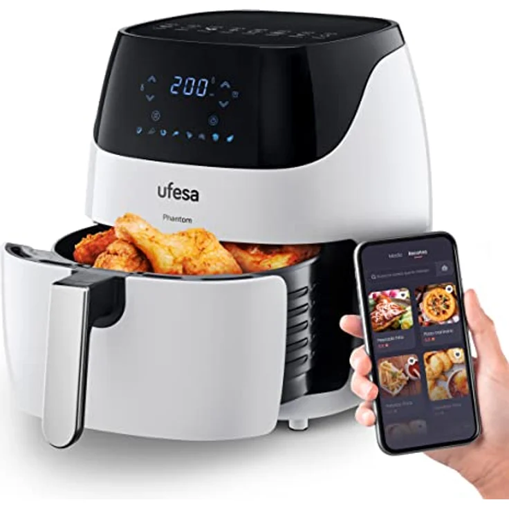 Ufesa AF5100 Heißluftfritteuse XXL Smart mit WLAN White Phantom Friteuse Luftfritteuse ohne Öl, 5 l, digitale Touch-Steuerung, 8 Programme, 1500 W, APP mit Rezept, Temperatur und Zeit einstellbar – Bild 1