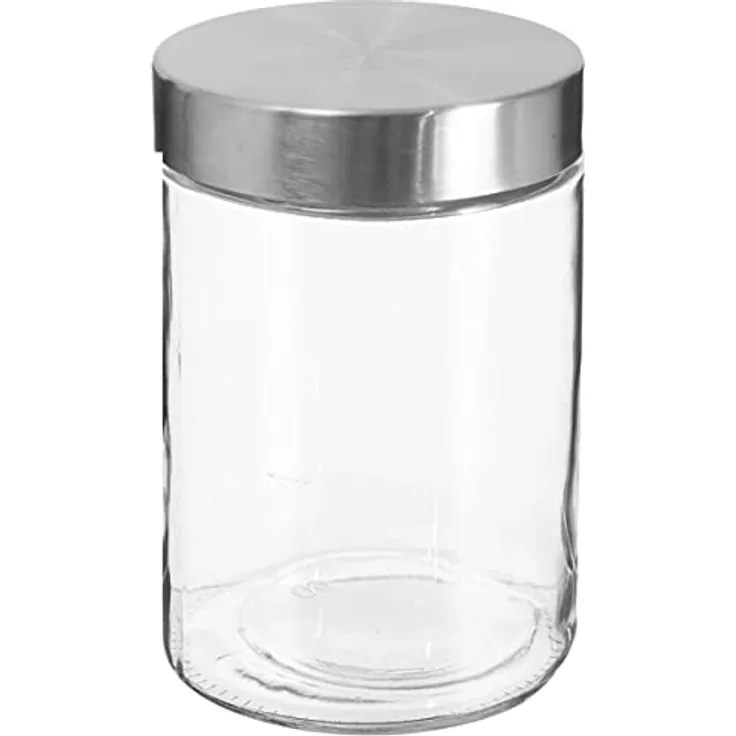 5 five simply smart Einmachglas "nixo", 1,2 l, luftdicht mit Edelstahldeckel, spülmaschinengeeignet, transparent
