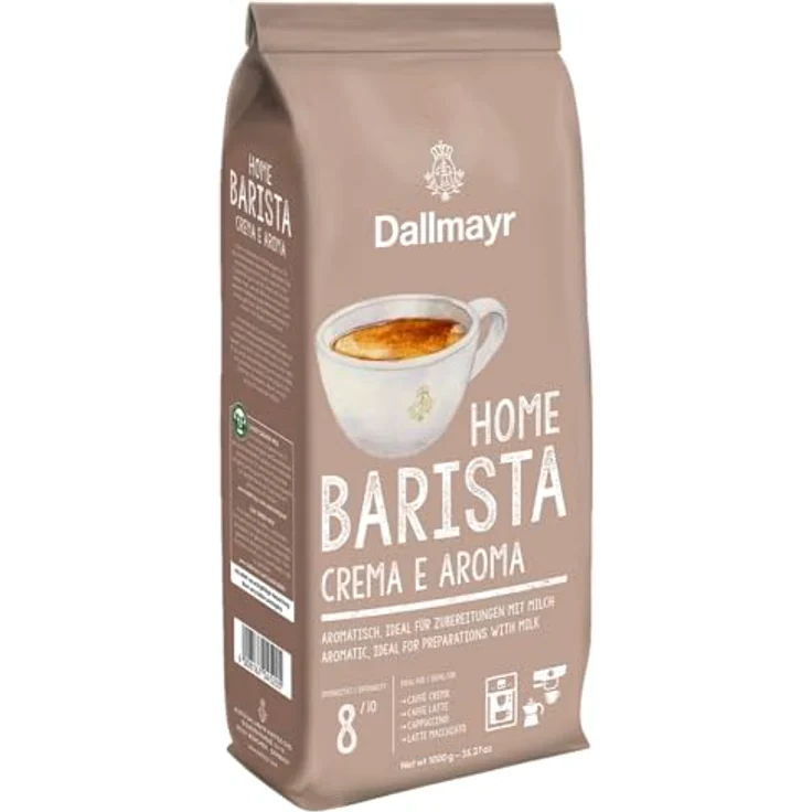 Dallmayr Home Barista Crema e Aroma B RA, kräftige Kaffeebohnen, 1000 g, Rainforest-Alliance-zertifiziert, ideale Milchzubereitung – Bild 2