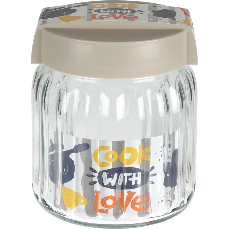 Koopman Luftdichtes Glasgefäß für trockene Produkte, 1 l, Cook with Love Design