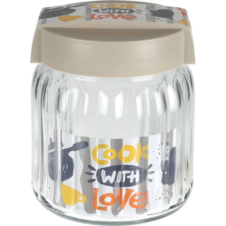 Koopman Luftdichtes Glasgefäß für trockene Produkte, 1 l, Cook with Love Design
