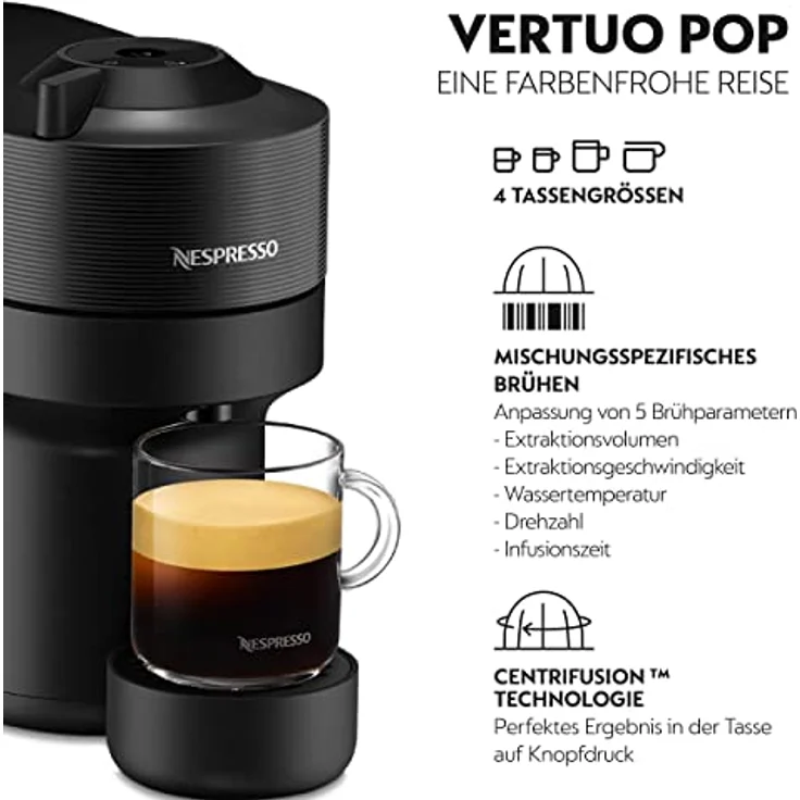 Nespresso Kapselmaschine Vertuo Pop ENV90.BAE von DeLonghi, inkl. Aeroccino Milchaufschäumer, Willkommenspaket mit 12 Kapseln - Farbauswahl: bunt – Bild 3