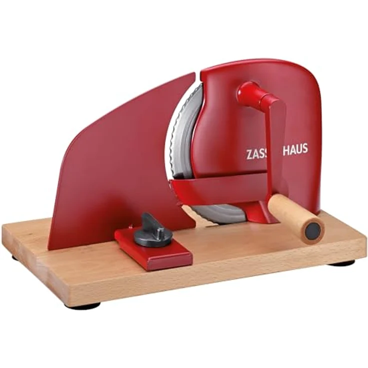ZASSENHAUS Brotschneidemaschine PURE, manuelle Allesschneider mit Edelstahlmesser und stufenloser Schnittstärke, rot – Bild 1