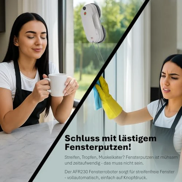 alfda Fensterputzroboter AFR230, 60ml Wassertank mit Sprühfunktion, automatische Saugkraftregulierung, 3200 Pa Saugleistung, inklusive Fernbedienung und Sicherheitsseil – Bild 4