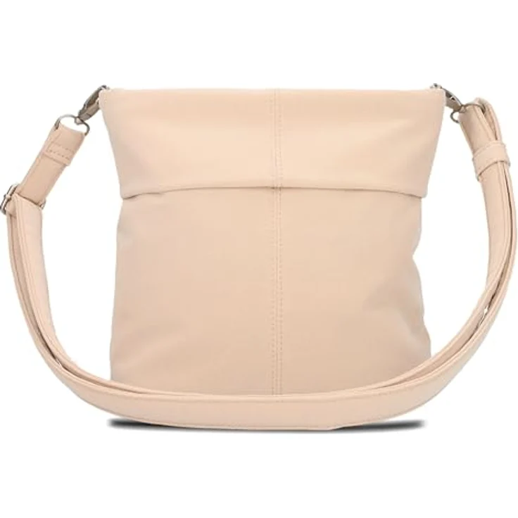 ZWEI Mademoiselle.M Schultertasche Umhängetasche, grau, aus strapazierfähigem Polyurethan mit Reißverschlussfach und verstellbarem Umhängeriemen, 25cm x 10cm x 23cm – Bild 4