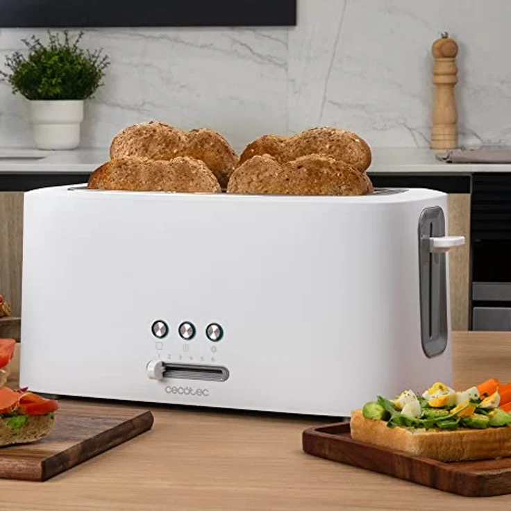 Cecotec Toast&Taste 16000 Extra Double 2-Schlitz-Toaster, 1630W, Langschlitztoaster, Brotscheibenzentrierung, Röstgradelektronik, Aufwärm und Auftaufunktion, weiß – Bild 3