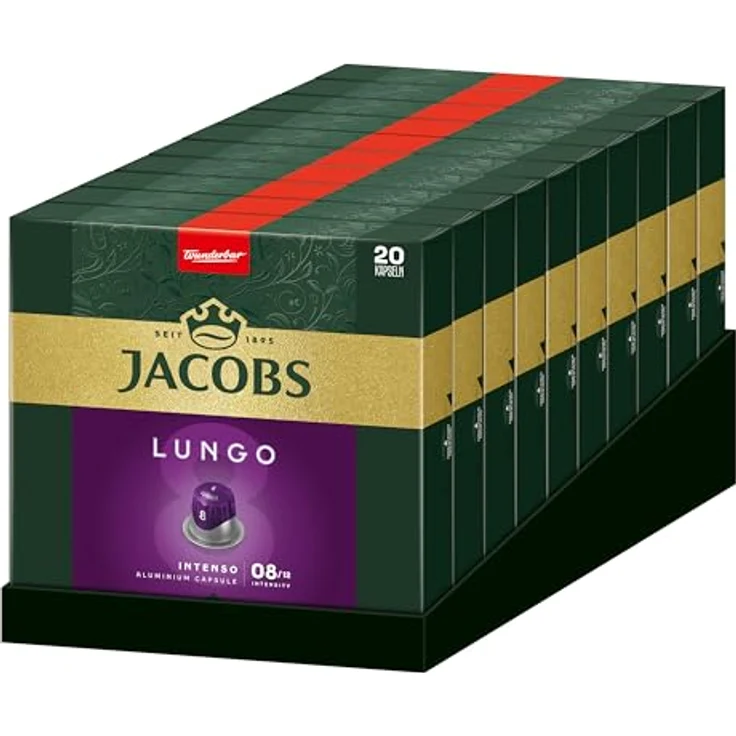 Jacobs Lungo 8 Intenso, Kaffeekapseln, Nespresso Kompatibel, Kaffee, 200 Kapseln, á 5.2 g – Bild 2