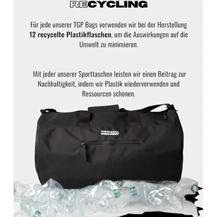The Global Project Sporttasche 25 L, faltbare Allzweck-Sporttasche, wasserabweisend, recycelte Materialien – Bild 4