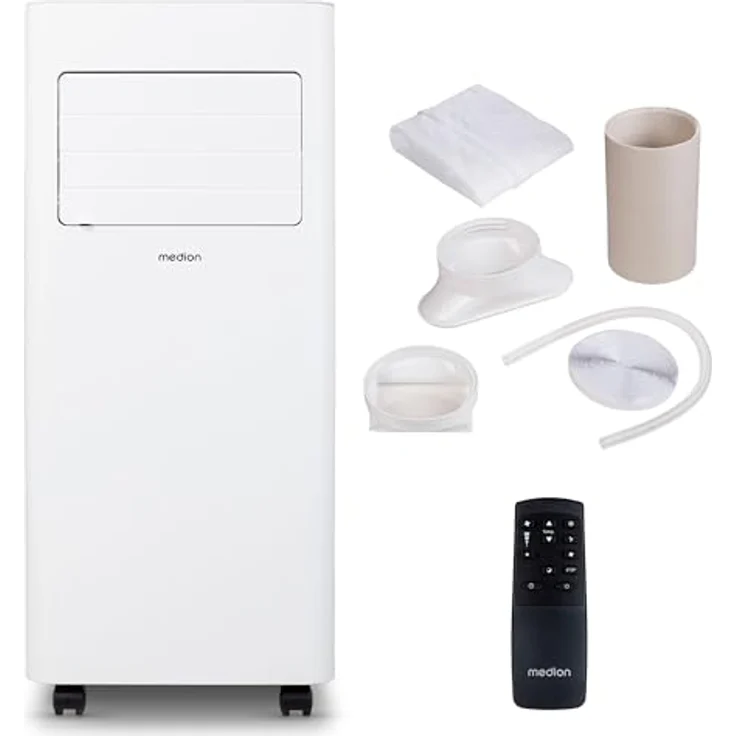 MEDION Mobile Klimaanlage mit Abluftschlauch E901 (9000 BTU, mobil, inkl. Fensterabdichtung, bis 32m², 3in1 Kühlen Entfeuchten Ventilieren, Schlafmodus, MD 37731) – Bild 1