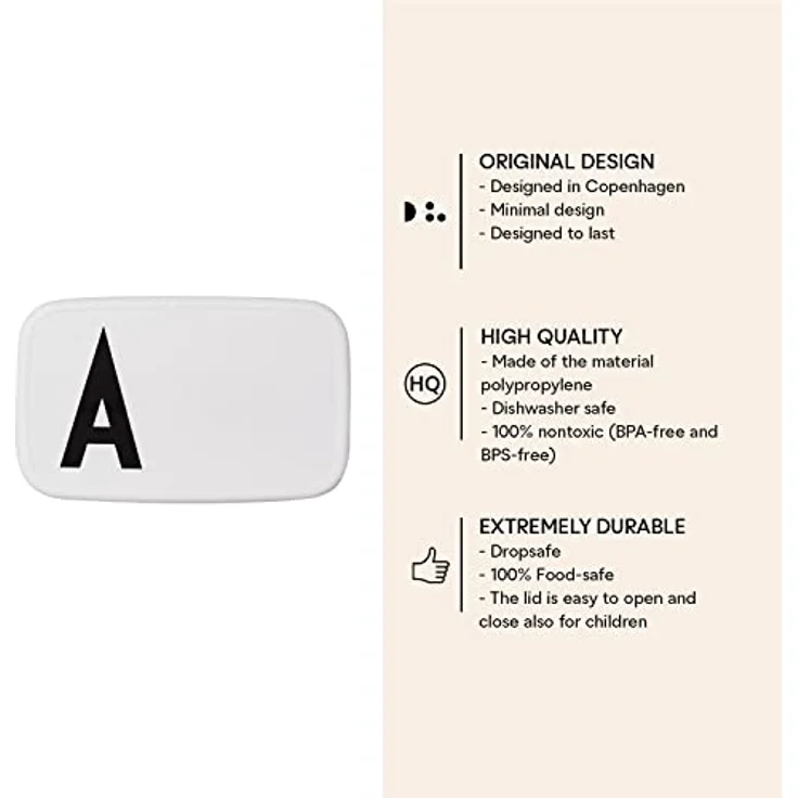 Design Letters Lunch Box, Kunststoff, weiß-schwarz, 18 cm – Bild 4