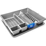 BigDean Abtropfgestell Geschirr Abtropfgitter Schale grau 48x39x9,5cm (LxBxH) Geschirrkorb Abtropfkorb für Spüle - aus bruchsicherem Kunststoff Made in Europe