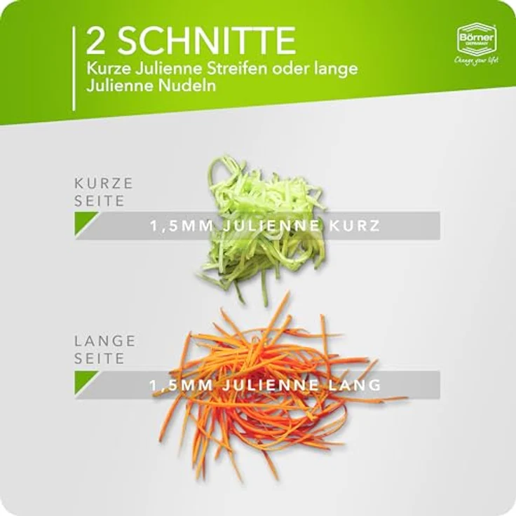 Original Börner Roko PowerLine - Gemüse- und Obstschneider für feine Streifen Gemüsehobel Julienneschneider – Bild 2