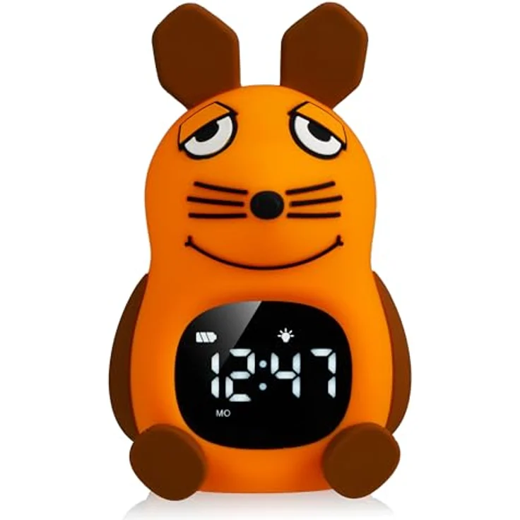 Die Maus DieMaus Lichtwecker für Kinder, nachtlichtfähiger Wecker mit Aufwachlicht und 6 Wecktönen, wiederaufladbar über USB-C, bunt – Bild 3