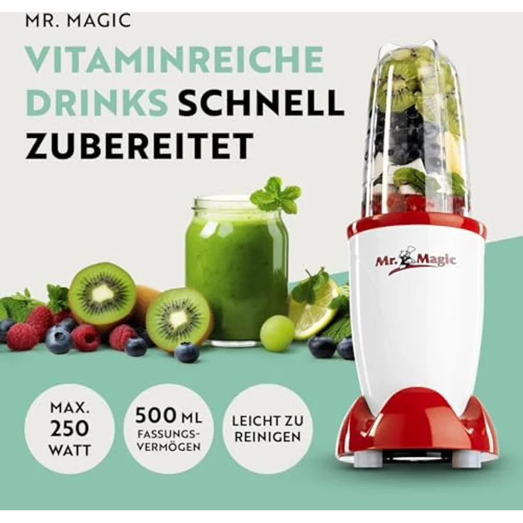 Gourmetmaxx Mr. Magic Smoothiemaker, 250 W, 0,5L Mixbehälter, inkl. Deckel - Preisvergleich – Bild 2