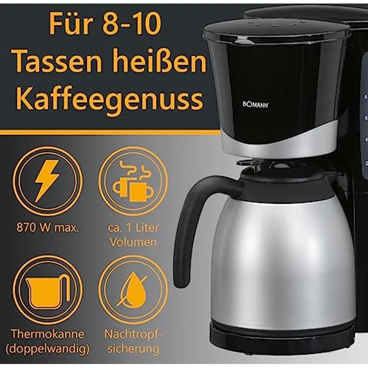 BOMANN Filterkaffeemaschine KA 168 CB, Kaffeemaschine für 8-10 Tassen, Thermokanne – Bild 2