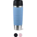 Emsa N20226 Travel Mug Wave Isolierbecher 0,5 Liter | neuer Komfort-Schraubverschluss | Edelstahl | 6h heiß und 12h kalt | 100% dicht | spülmaschinenfest | 360°-Trinköffnung | Pastellblau