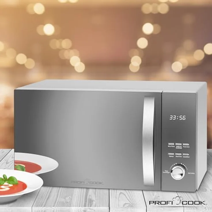 Profi Cook PC-MWG 1176 H, 3 in 1 Mikrowelle mit Heißluft und Grill, Standgerät 23 Liter Garraum, 800 Watt , 9 Automatikprogramme, silber – Bild 4