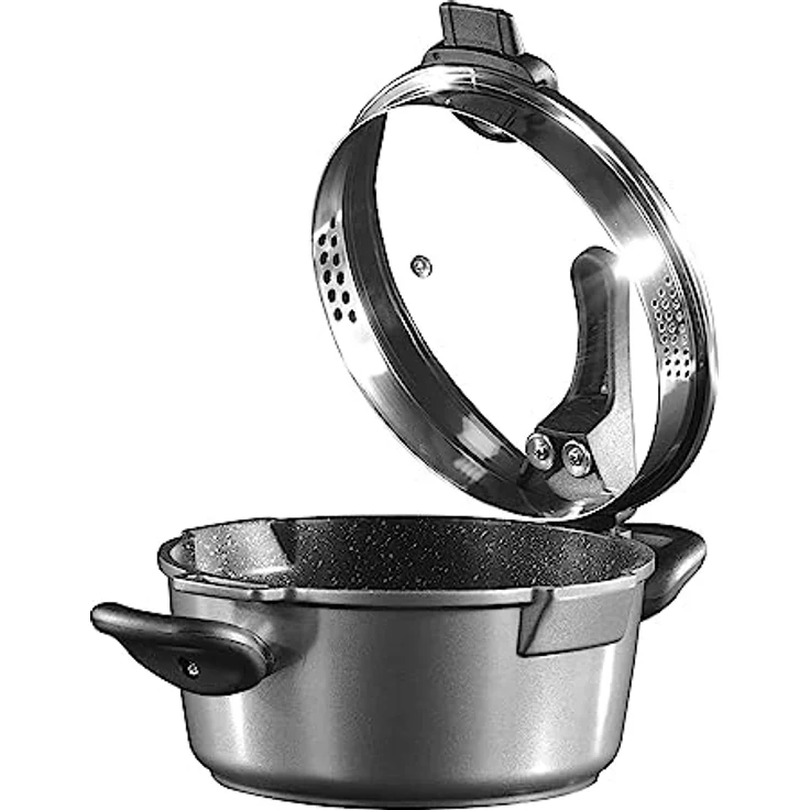 STONELINE FUTURE Kochtopf 28 cm, mit Siebglasdeckel, induktionsgeeignet, Aluguss, Antihaftbeschichtung mit echten Steinpartikeln – Bild 1