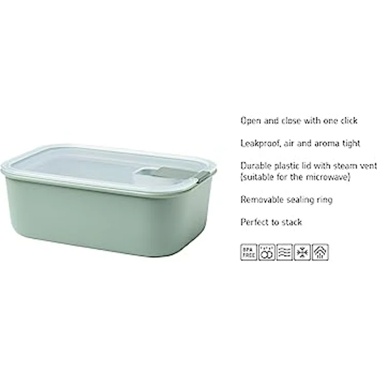 Mepal Frischhaltedosen Set 3-teilig EasyClip – Luftdicht & auslaufsicher – Geeignet für Mikrowelle, Dampfgarer, Kühl- und Gefrierschrank – 2 x 700 ml + 1500 ml – Nordic sage – Bild 3