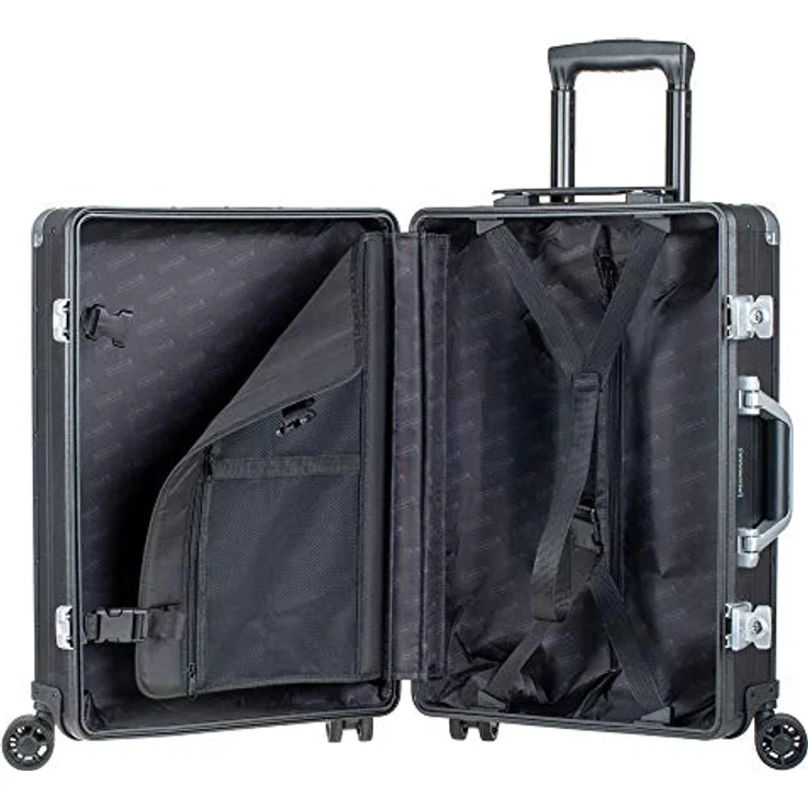 ALUMAXX 45171 Reisekoffer Orbit, Rollkoffer aus Aluminium, Trolleykoffer mit 4 doppelten 360° Leichtlaufrollen, Alukoffer ca. 54 cm, Schwarz, 54 x 40 x 20 cm – Bild 2