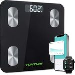 Tunturi Smartscale SC30 Personenwaage - Körperfettwaage mit App - Bluetooth - 180 kg Benutzergewicht - 5 mm gehärtetes Glas, schwarz - Preisvergleich