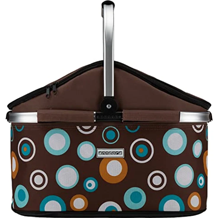 anndora Einkaufskorb, Isolierkorb, Picknick Kühlkorb, 25L, braun, hellblau  – Bild 3