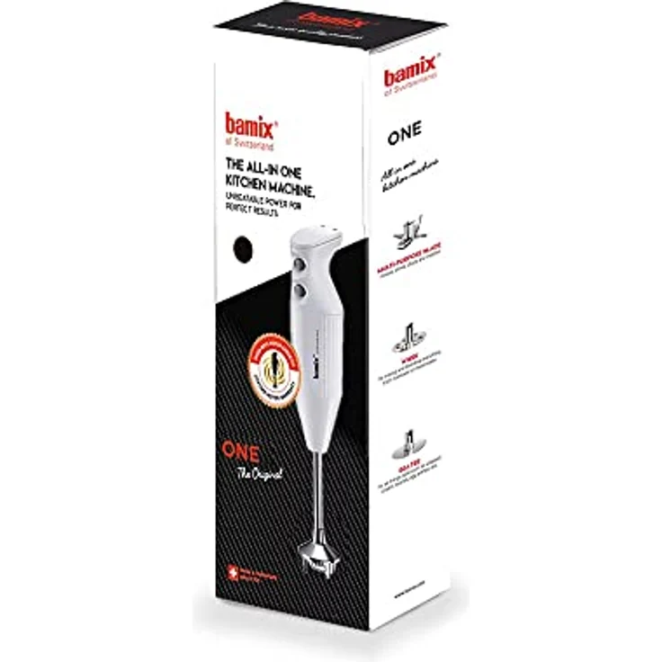 bamix Stabmixer Set M160 ONE inkl. Multifunktionsmesser aus Edelstahl, 160 Watt, 2-Stufen, Made in Switzerland, Rot – Bild 4