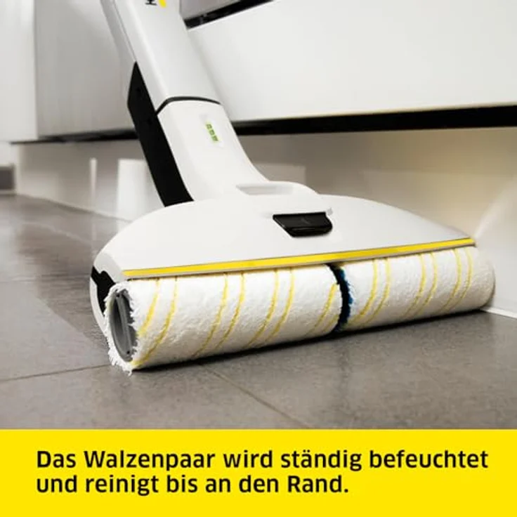 Kärcher Elektrischer Wischmopp EWM 2, kabelloser Bodenreiniger mit 2 rotierenden Mikrofaserwalzen, Akkulaufzeit: ca. 20 min, Flächenleistung pro Akkuladung: ca. 60 m² – Bild 4