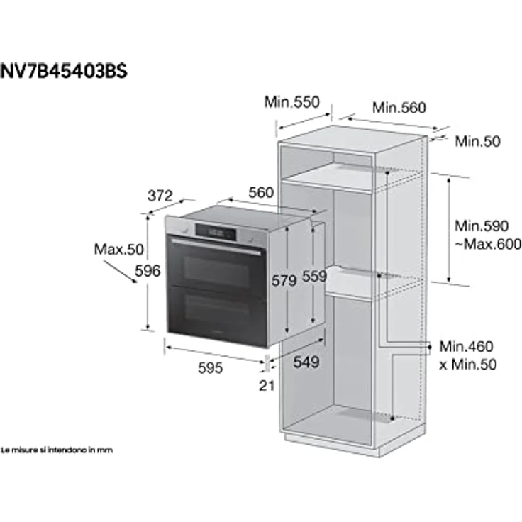 Samsung NV7B45403BS, Einbaubackofen mit 76 l Garraum, 2950 W, A+, Schwarz, Edelstahl – Bild 7