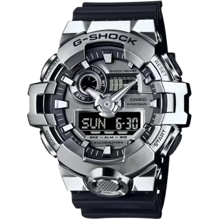 Casio G-Shock G-Steel Herrenuhr Schwarz/Stahl GM-700-1AER, Quarzwerk, Kunststoffarmband
