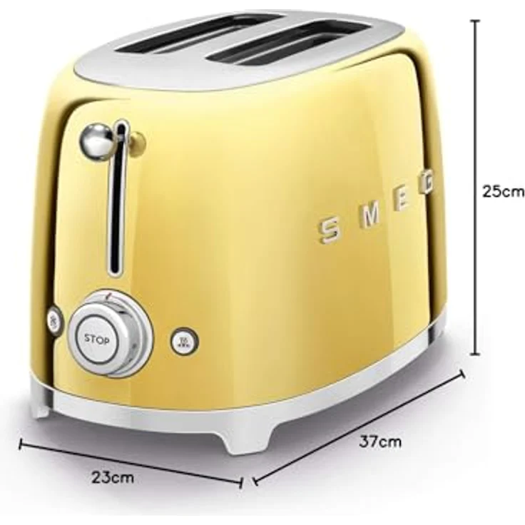Smeg TSF01GOEU Doppelschlitztoaster, 950W, 6 Bräunungsstufen, gold – Bild 10